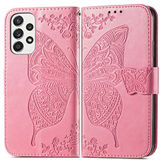 Custodia Portafoglio In Pelle Farfalla Cover con Supporto per Samsung Galaxy A33 5G Rosa Caldo