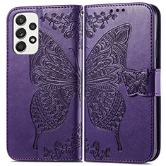 Custodia Portafoglio In Pelle Farfalla Cover con Supporto per Samsung Galaxy A33 5G Viola