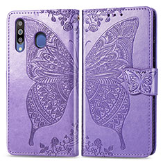 Custodia Portafoglio In Pelle Farfalla Cover con Supporto per Samsung Galaxy A40s Lavanda