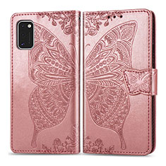 Custodia Portafoglio In Pelle Farfalla Cover con Supporto per Samsung Galaxy A41 Rosa