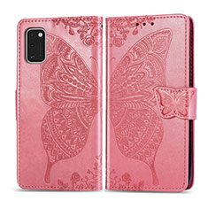 Custodia Portafoglio In Pelle Farfalla Cover con Supporto per Samsung Galaxy A41 Rosa Caldo