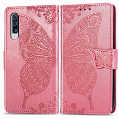 Custodia Portafoglio In Pelle Farfalla Cover con Supporto per Samsung Galaxy A50S Rosa Caldo