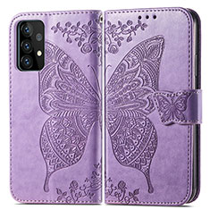 Custodia Portafoglio In Pelle Farfalla Cover con Supporto per Samsung Galaxy A52 4G Lavanda