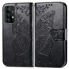 Custodia Portafoglio In Pelle Farfalla Cover con Supporto per Samsung Galaxy A52 4G Nero