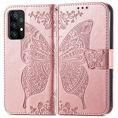 Custodia Portafoglio In Pelle Farfalla Cover con Supporto per Samsung Galaxy A52 4G Rosa