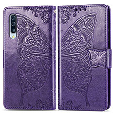 Custodia Portafoglio In Pelle Farfalla Cover con Supporto per Samsung Galaxy A70 Viola