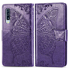 Custodia Portafoglio In Pelle Farfalla Cover con Supporto per Samsung Galaxy A70S Viola