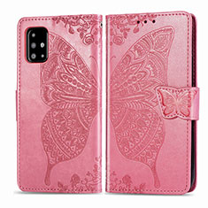 Custodia Portafoglio In Pelle Farfalla Cover con Supporto per Samsung Galaxy A71 4G A715 Rosa Caldo