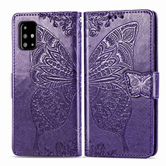 Custodia Portafoglio In Pelle Farfalla Cover con Supporto per Samsung Galaxy A71 4G A715 Viola