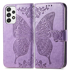 Custodia Portafoglio In Pelle Farfalla Cover con Supporto per Samsung Galaxy A73 5G Lavanda