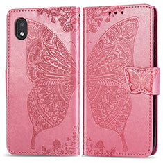 Custodia Portafoglio In Pelle Farfalla Cover con Supporto per Samsung Galaxy M01 Core Rosa Caldo
