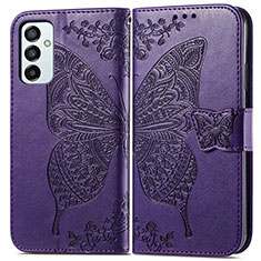 Custodia Portafoglio In Pelle Farfalla Cover con Supporto per Samsung Galaxy M23 5G Viola