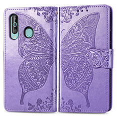 Custodia Portafoglio In Pelle Farfalla Cover con Supporto per Samsung Galaxy M40 Lavanda