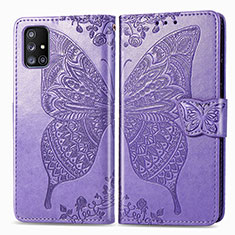 Custodia Portafoglio In Pelle Farfalla Cover con Supporto per Samsung Galaxy M40S Lavanda