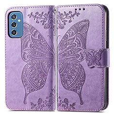 Custodia Portafoglio In Pelle Farfalla Cover con Supporto per Samsung Galaxy M52 5G Lavanda