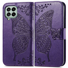 Custodia Portafoglio In Pelle Farfalla Cover con Supporto per Samsung Galaxy M53 5G Viola