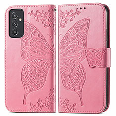 Custodia Portafoglio In Pelle Farfalla Cover con Supporto per Samsung Galaxy M54 5G Rosa Caldo