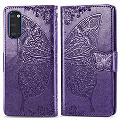 Custodia Portafoglio In Pelle Farfalla Cover con Supporto per Samsung Galaxy S20 5G Viola