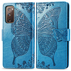 Custodia Portafoglio In Pelle Farfalla Cover con Supporto per Samsung Galaxy S20 FE 4G Blu