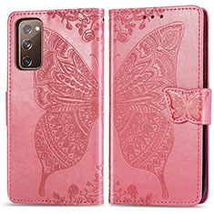 Custodia Portafoglio In Pelle Farfalla Cover con Supporto per Samsung Galaxy S20 FE 4G Rosa Caldo