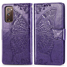 Custodia Portafoglio In Pelle Farfalla Cover con Supporto per Samsung Galaxy S20 FE 4G Viola