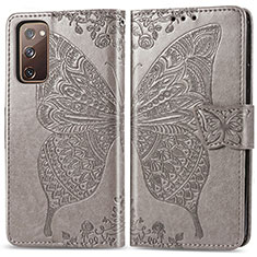 Custodia Portafoglio In Pelle Farfalla Cover con Supporto per Samsung Galaxy S20 FE 5G Grigio