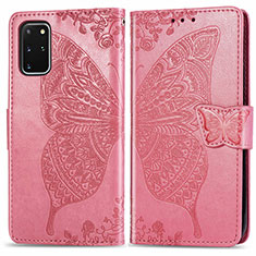 Custodia Portafoglio In Pelle Farfalla Cover con Supporto per Samsung Galaxy S20 Plus Rosa Caldo