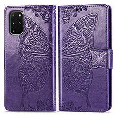 Custodia Portafoglio In Pelle Farfalla Cover con Supporto per Samsung Galaxy S20 Plus Viola