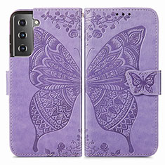 Custodia Portafoglio In Pelle Farfalla Cover con Supporto per Samsung Galaxy S22 Plus 5G Lavanda