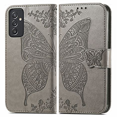 Custodia Portafoglio In Pelle Farfalla Cover con Supporto per Samsung Galaxy S23 FE 5G Grigio