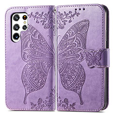 Custodia Portafoglio In Pelle Farfalla Cover con Supporto per Samsung Galaxy S24 Ultra 5G Lavanda