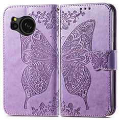 Custodia Portafoglio In Pelle Farfalla Cover con Supporto per Sharp Aquos Sense8 Lavanda