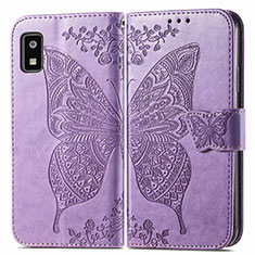 Custodia Portafoglio In Pelle Farfalla Cover con Supporto per Sharp Aquos wish3 Lavanda