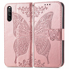 Custodia Portafoglio In Pelle Farfalla Cover con Supporto per Sony Xperia 10 III Lite Rosa