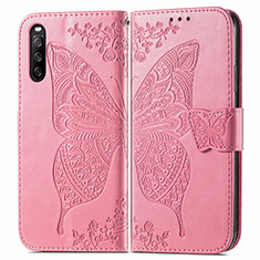 Custodia Portafoglio In Pelle Farfalla Cover con Supporto per Sony Xperia 10 III SOG04 Rosa Caldo