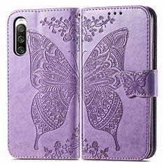 Custodia Portafoglio In Pelle Farfalla Cover con Supporto per Sony Xperia 10 IV SOG07 Lavanda