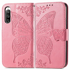 Custodia Portafoglio In Pelle Farfalla Cover con Supporto per Sony Xperia 10 IV SOG07 Rosa Caldo