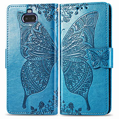 Custodia Portafoglio In Pelle Farfalla Cover con Supporto per Sony Xperia 8 Lite Blu