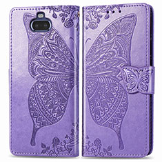 Custodia Portafoglio In Pelle Farfalla Cover con Supporto per Sony Xperia 8 Lite Lavanda