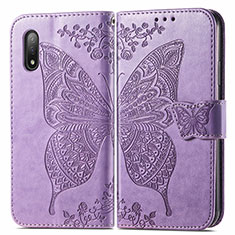 Custodia Portafoglio In Pelle Farfalla Cover con Supporto per Sony Xperia Ace II SO-41B Lavanda