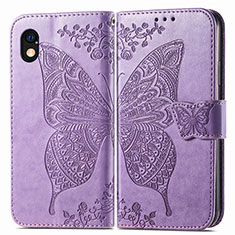 Custodia Portafoglio In Pelle Farfalla Cover con Supporto per Sony Xperia Ace III SOG08 Lavanda