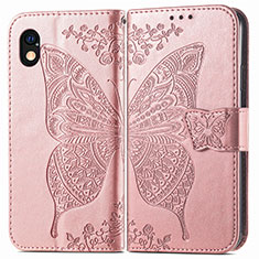 Custodia Portafoglio In Pelle Farfalla Cover con Supporto per Sony Xperia Ace III SOG08 Rosa