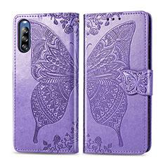 Custodia Portafoglio In Pelle Farfalla Cover con Supporto per Sony Xperia L4 Lavanda