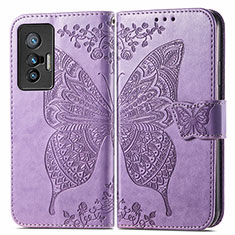 Custodia Portafoglio In Pelle Farfalla Cover con Supporto per Vivo X70t Lavanda