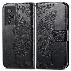 Custodia Portafoglio In Pelle Farfalla Cover con Supporto per Vivo X70t Nero