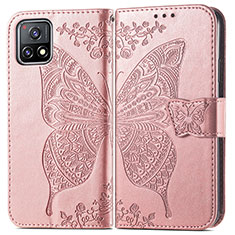 Custodia Portafoglio In Pelle Farfalla Cover con Supporto per Vivo Y72 India Rosa