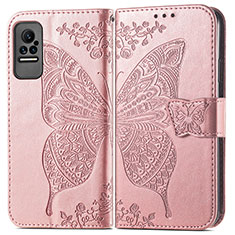 Custodia Portafoglio In Pelle Farfalla Cover con Supporto per Xiaomi Civi 1S 5G Rosa