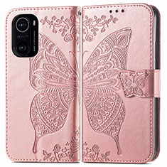 Custodia Portafoglio In Pelle Farfalla Cover con Supporto per Xiaomi Mi 11i 5G Rosa