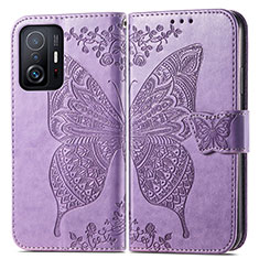 Custodia Portafoglio In Pelle Farfalla Cover con Supporto per Xiaomi Mi 11T Pro 5G Lavanda