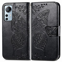 Custodia Portafoglio In Pelle Farfalla Cover con Supporto per Xiaomi Mi 12 Lite 5G Nero